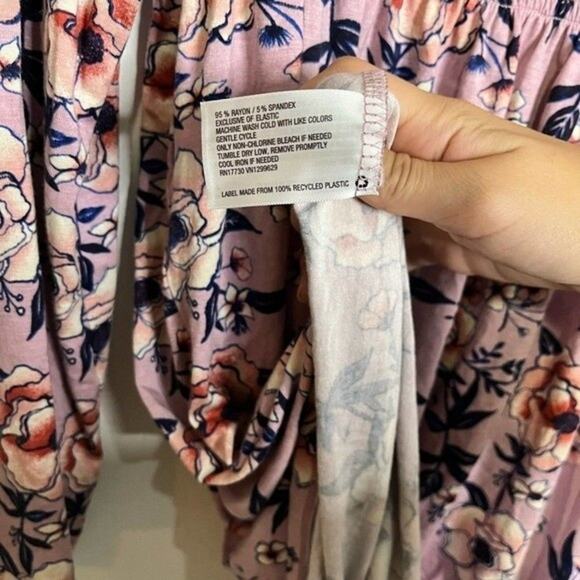 Xhilaration Mauve Rose Floral Boho Mini Dress Size M - Picture 2 of 4